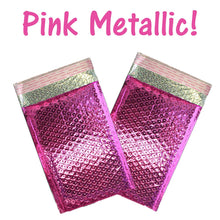 4x8" Shiny Metallic Bubble Mailers Pink, Teal, Gold, Red or Mirrored Black Padded Colorful Self Sealing Rigid Envelopes, 10, 20, 40, 100