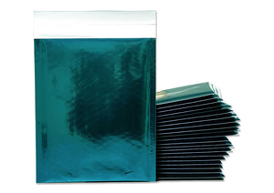 6x10, 8x12, Inch Polished Mirrored Teal Metallic Bubble Mailers, Shiny, Reflective Padded Self Sealing Shipping Rigid Durable Envelopes