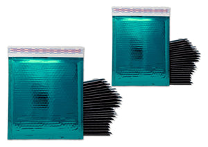 6x10, 8x12, Inch Polished Mirrored Teal Metallic Bubble Mailers, Shiny, Reflective Padded Self Sealing Shipping Rigid Durable Envelopes