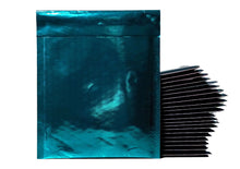 6x10, 8x12, Inch Polished Mirrored Teal Metallic Bubble Mailers, Shiny, Reflective Padded Self Sealing Shipping Rigid Durable Envelopes