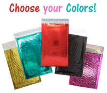 4x8" Shiny Metallic Bubble Mailers Pink, Teal, Gold, Red or Mirrored Black Padded Colorful Self Sealing Rigid Envelopes, 10, 20, 40, 100