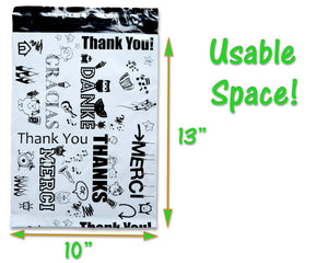 Ultimate Thank you Poly Mailers Collection! 10x13" Combo, Self Seal Shipping Mailing Business Colorful Fun Multiple Designs Postal Mail bags