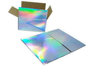 8x6x4" Hologram Designer Boxes, Recyclable, Shiny, Reflective Reusable Holographic Cardboard Paper Favor Shipping Boxes, Cute Party Gifts