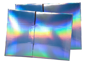 8x6x4" Hologram Designer Boxes, Recyclable, Shiny, Reflective Reusable Holographic Cardboard Paper Favor Shipping Boxes, Cute Party Gifts