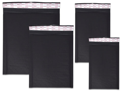 4x8, 5x9, 6x10, 8x12 Black Matte Kraft Bubble Mailers! Colorful Unique Quality Padded Envelope Shipping Mailers, Cushioned Peel n Seal NEW!