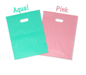 9x12 and 12x15" Frosted Plastic Merchandise Gift Bags, Party Retail Shopping Shirt Bags with Handles - ShipNFun