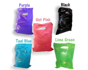 12" x 15" Colored PLASTIC MERCHANDISE Bags Retail Store Bags w/Die Cut Handles - ShipNFun